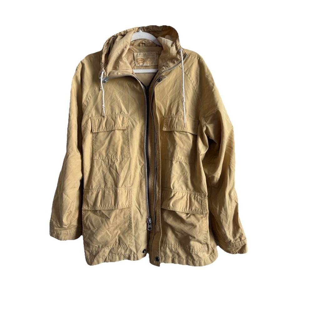 Vintage 1970s Sears Boys Hooded Solid Beige Zip Up Jacket Boys Size‎ XL 18-20